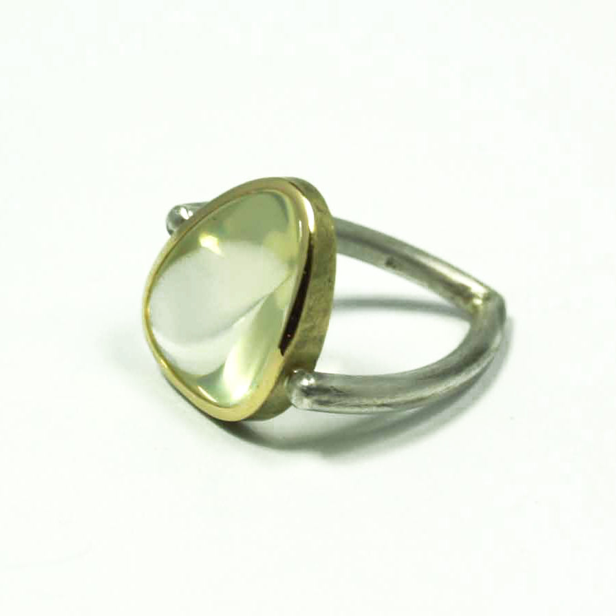 Ring 750er Gold 925er Silber mit Lemonquarz Gr. 54