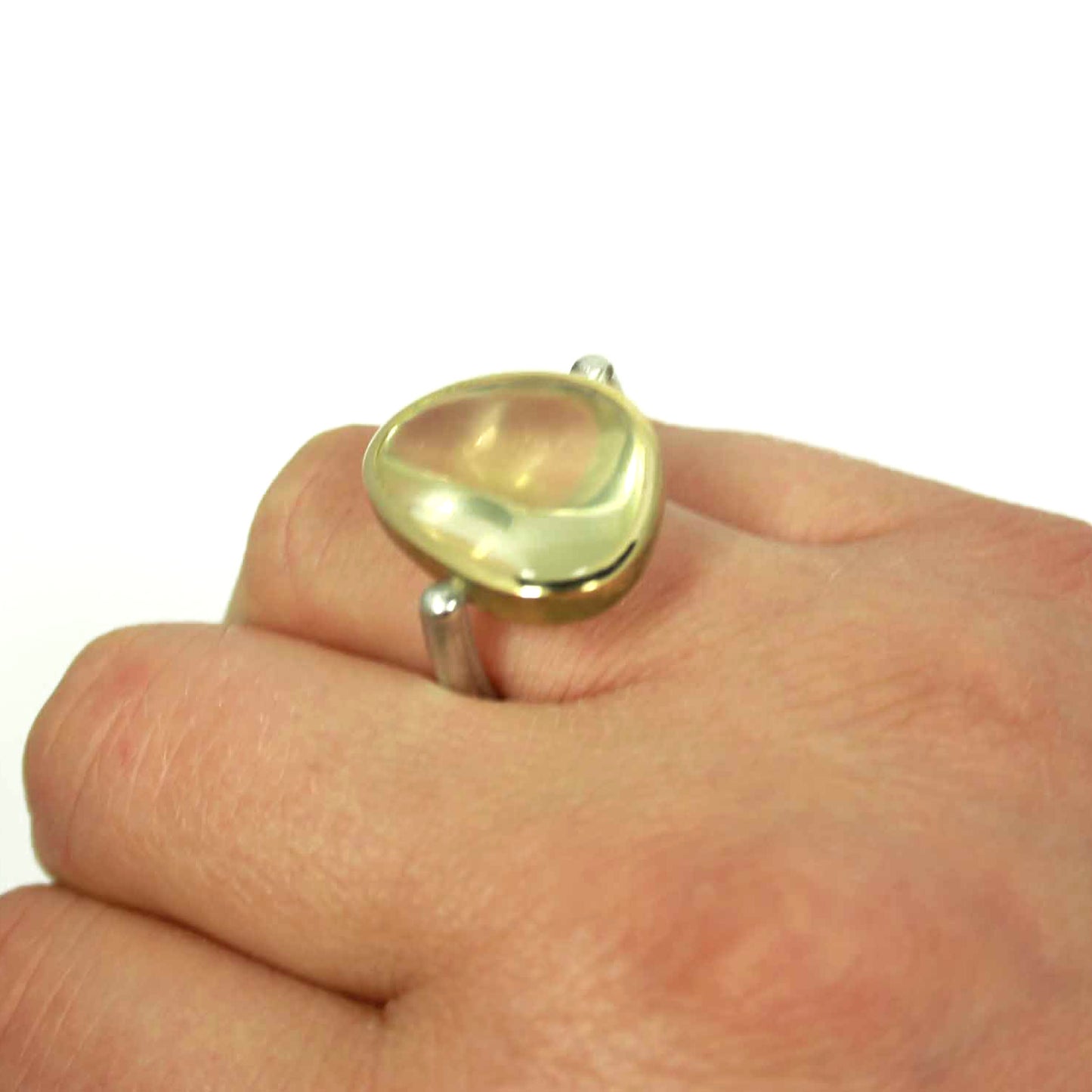 Ring 750 gold 925 silver with lemon quartz size. 54