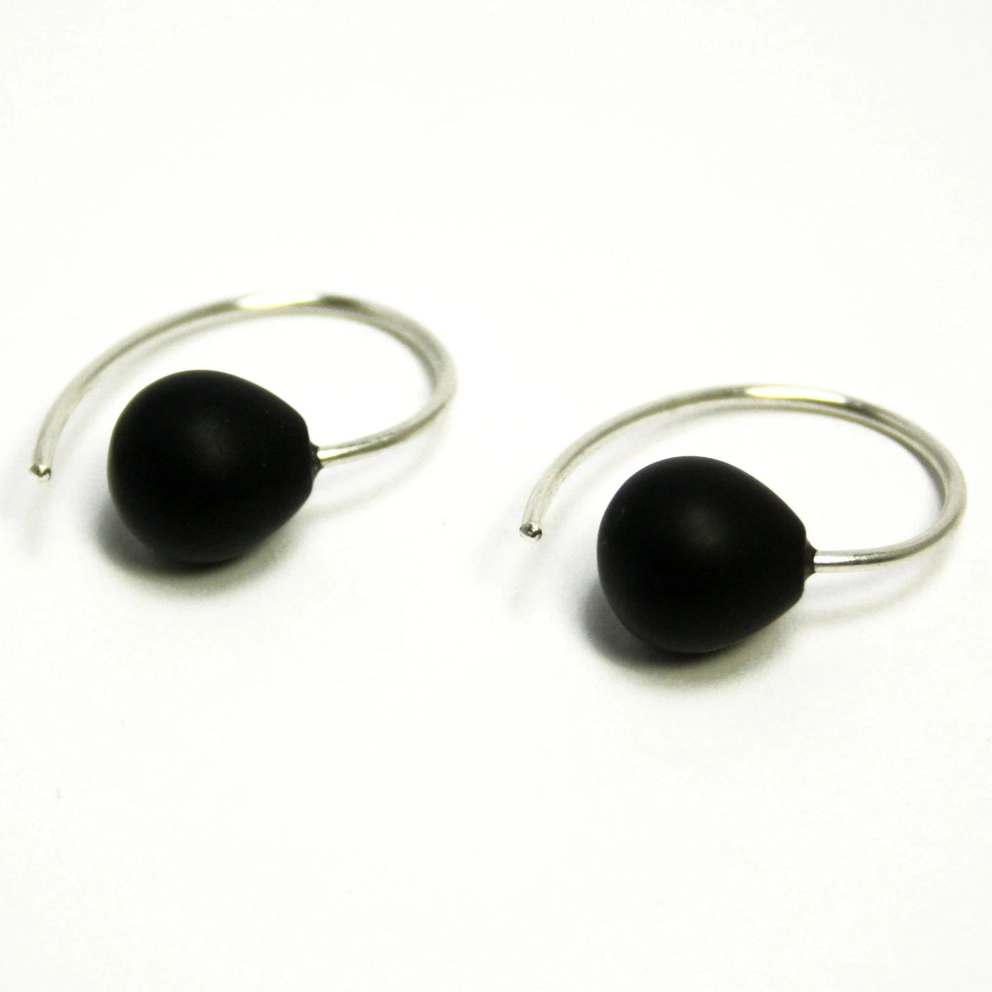 Earrings Onyx 925 silver matt