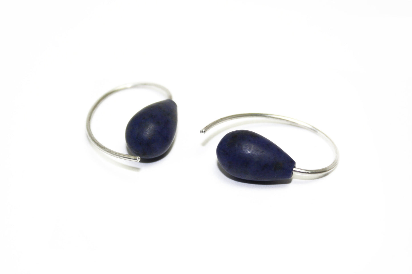 Earrings Dumortierite 925 silver matt