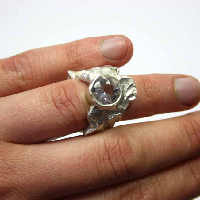 Ring 925er Silber mit Bergkristall Gr. 55