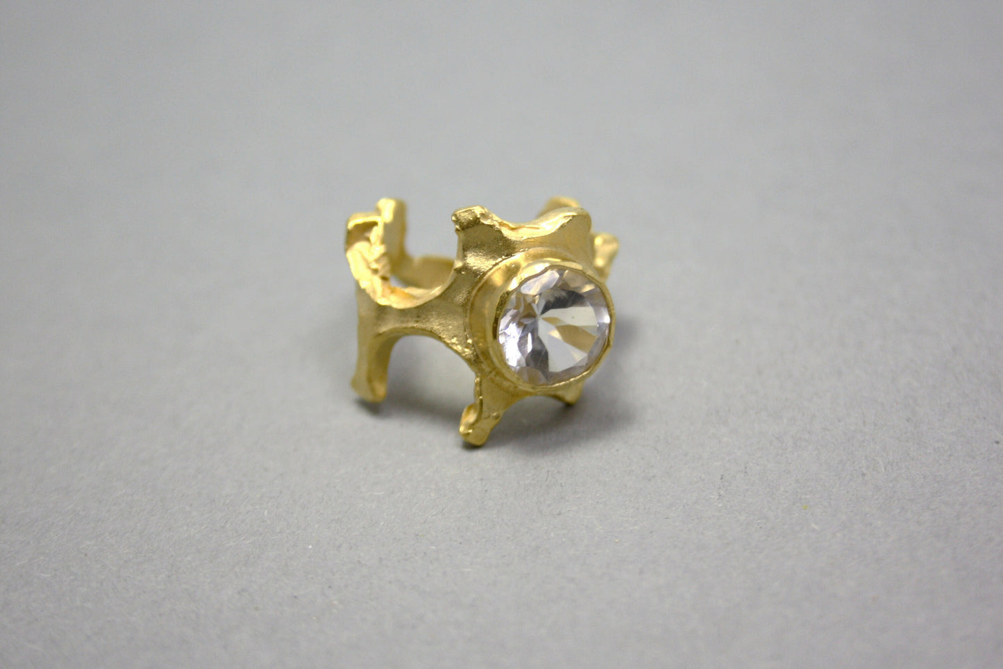 Ring 925 silver gold-plated with rock crystal size. 57