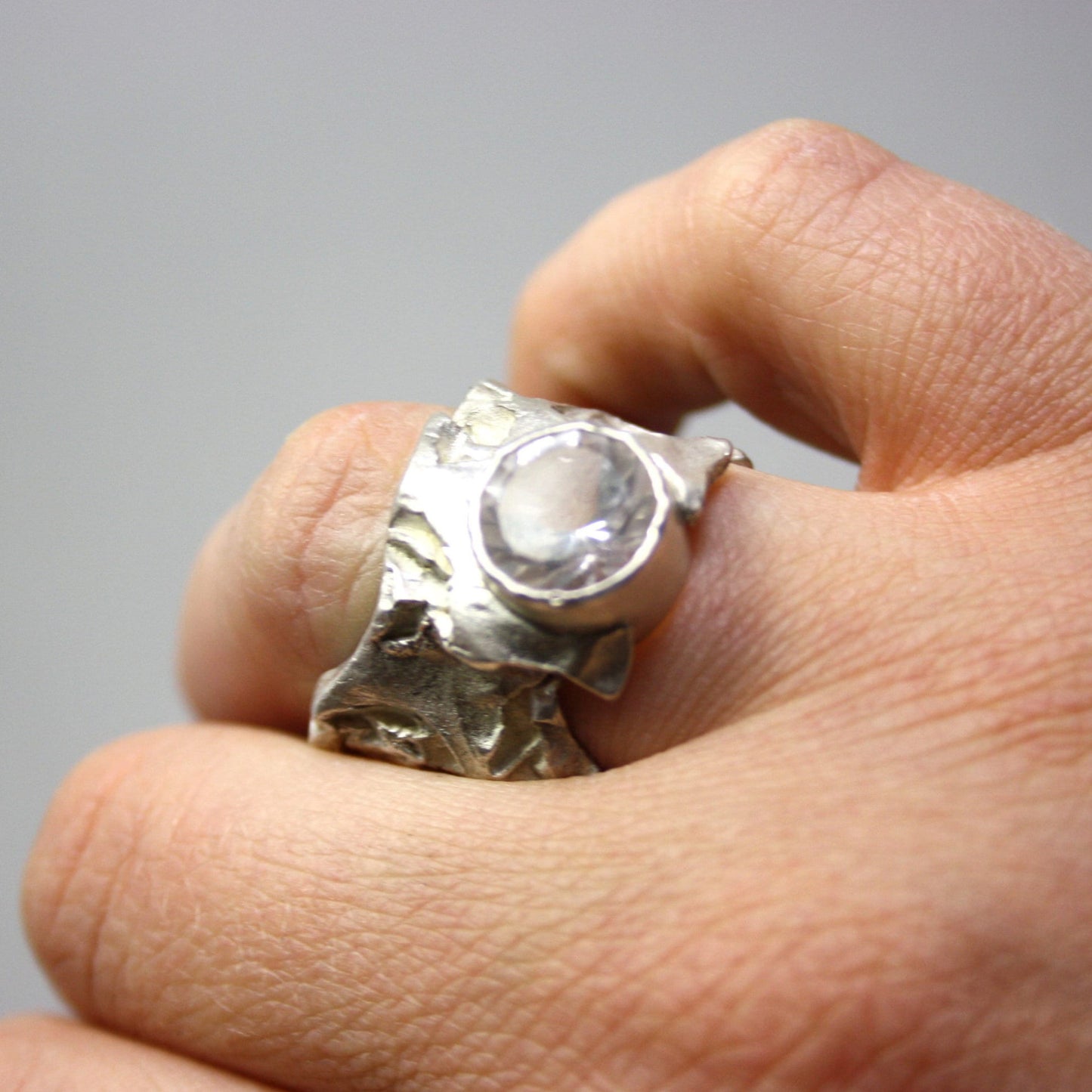 Ring 925er Silber mit Bergkristall Gr. 54