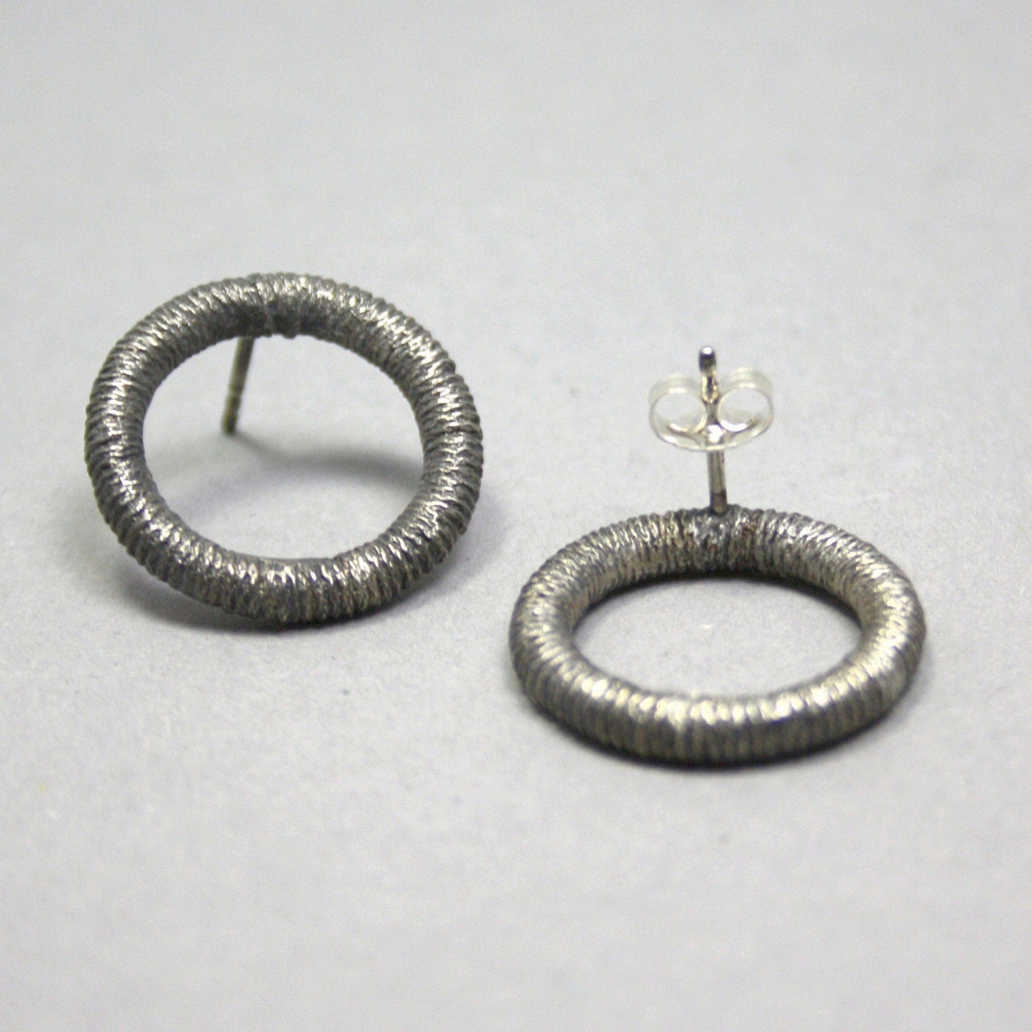 Circle earrings blackened 925 silver