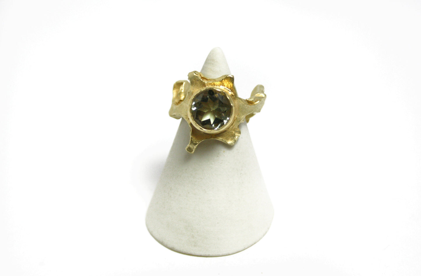 Ring 925er Silber vergoldet mit Prasiolith Gr. 55