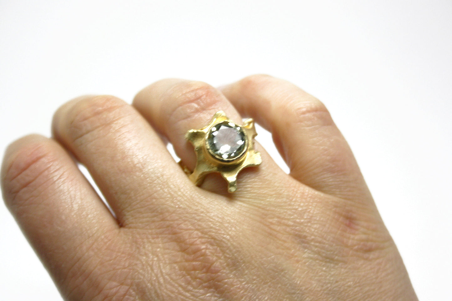 Ring 925er Silber vergoldet mit Prasiolith Gr. 55