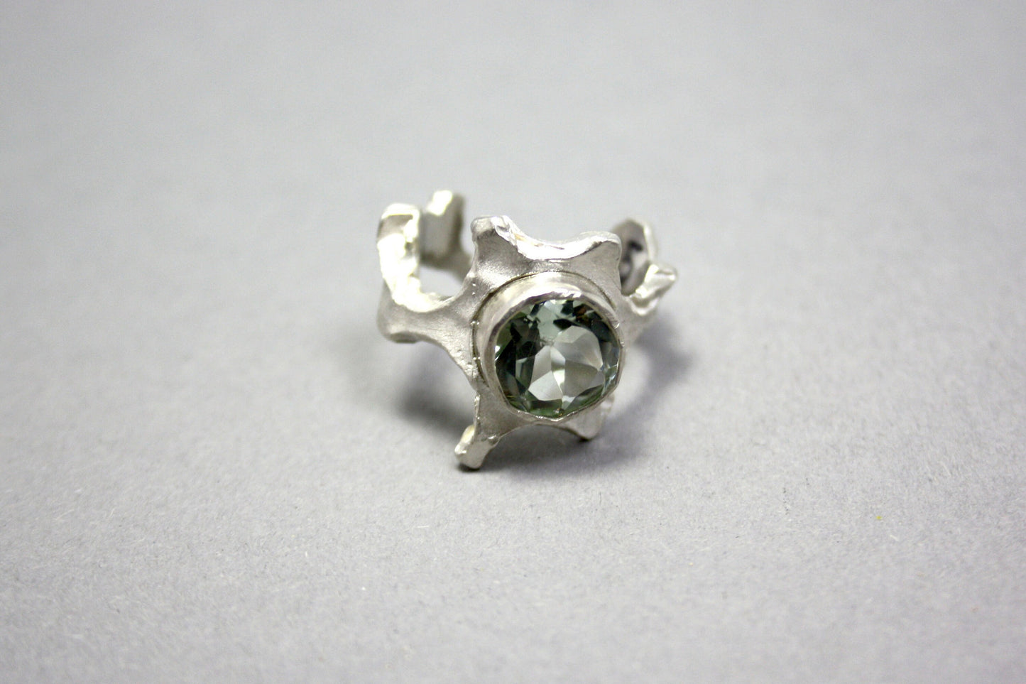 Ring 925 silver with prasiolite size. 57