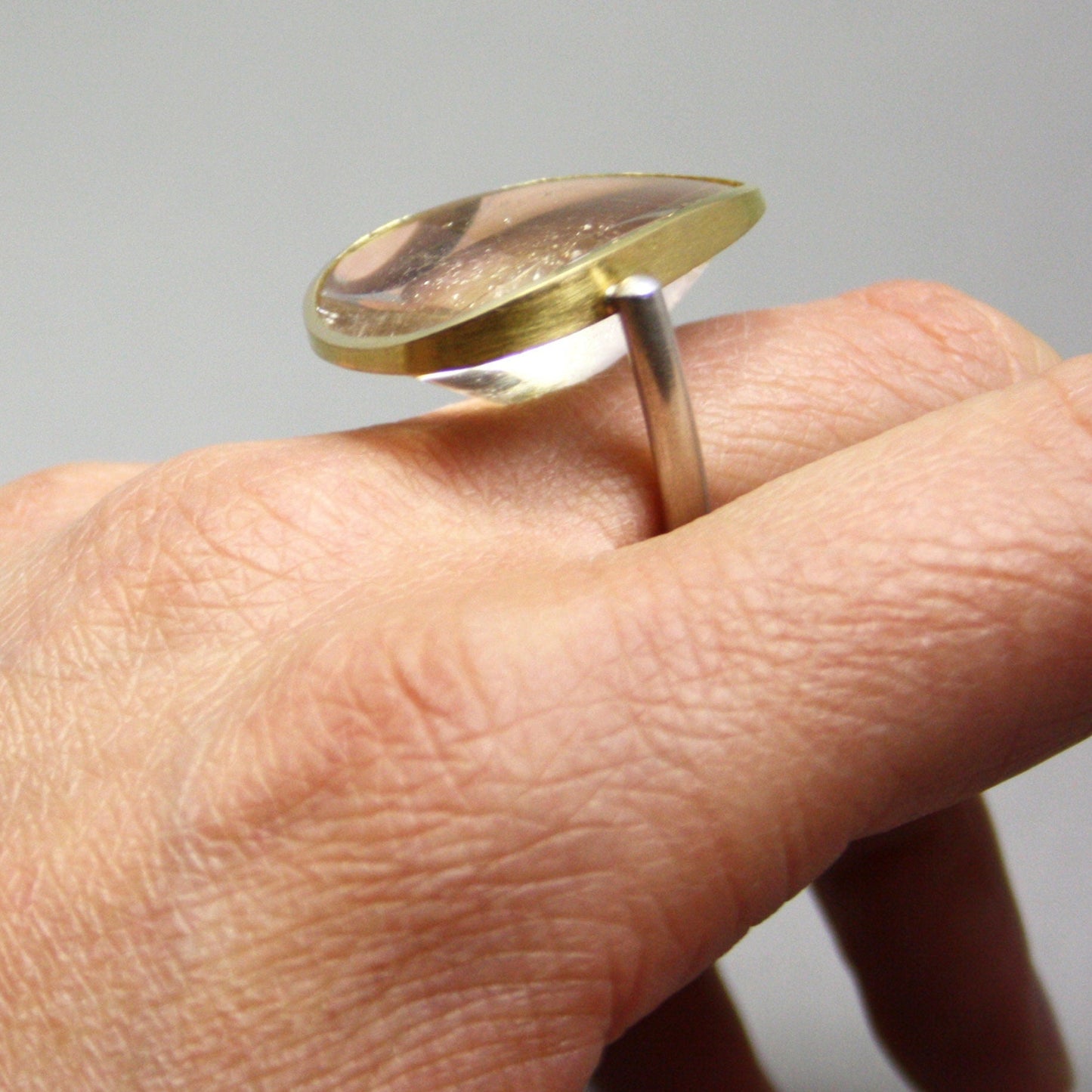 Ring 750er Gold 925er Silber mit Rutilquarz Gr. 57