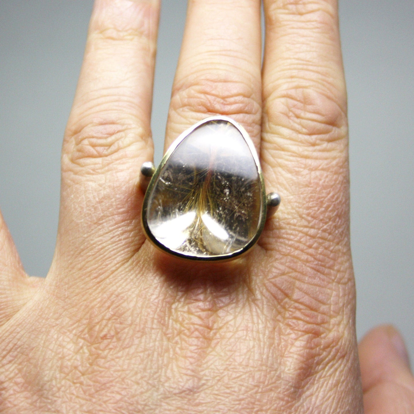 Ring 750er Gold 925er Silber mit Rutilquarz Gr. 57