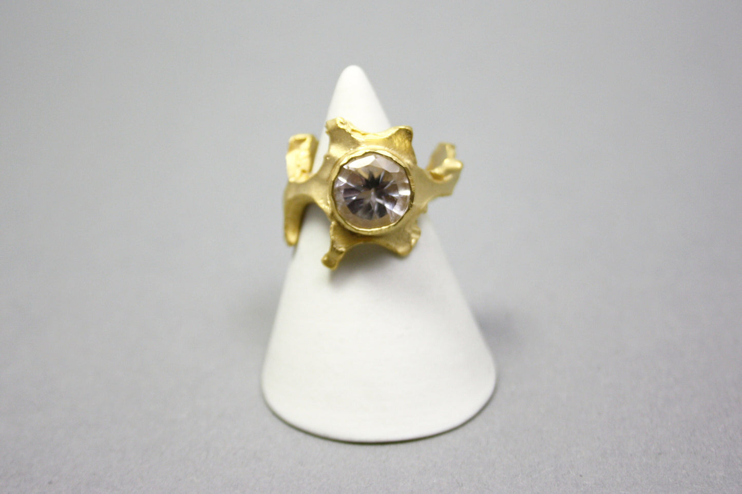 Ring 925er Silber vergoldet mit Bergkristall Gr. 57