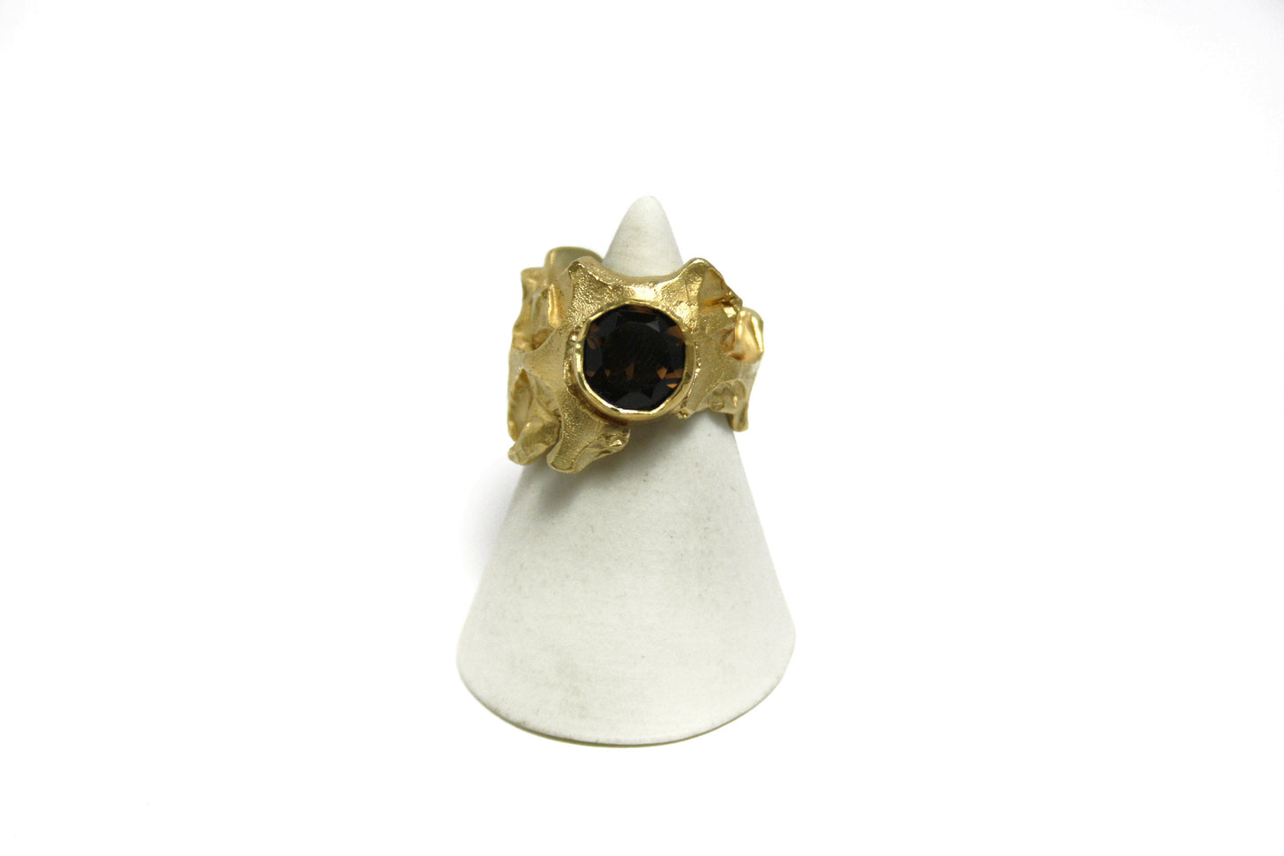 Ring 925 silver gold-plated with smoky quartz size. 56