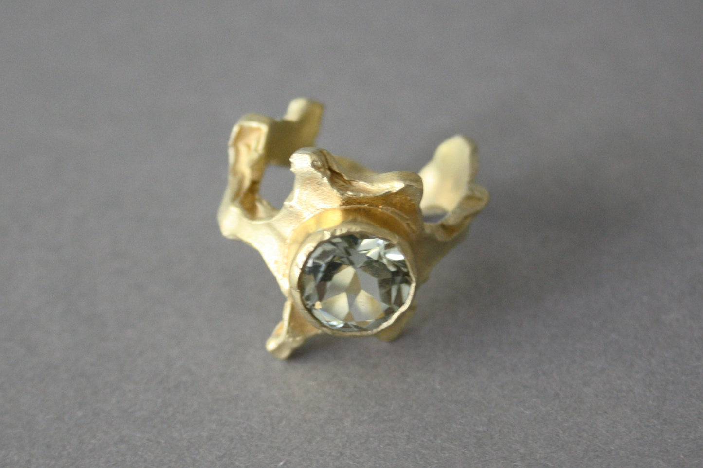 Ring 925 silver gold-plated with prasiolite size. 55