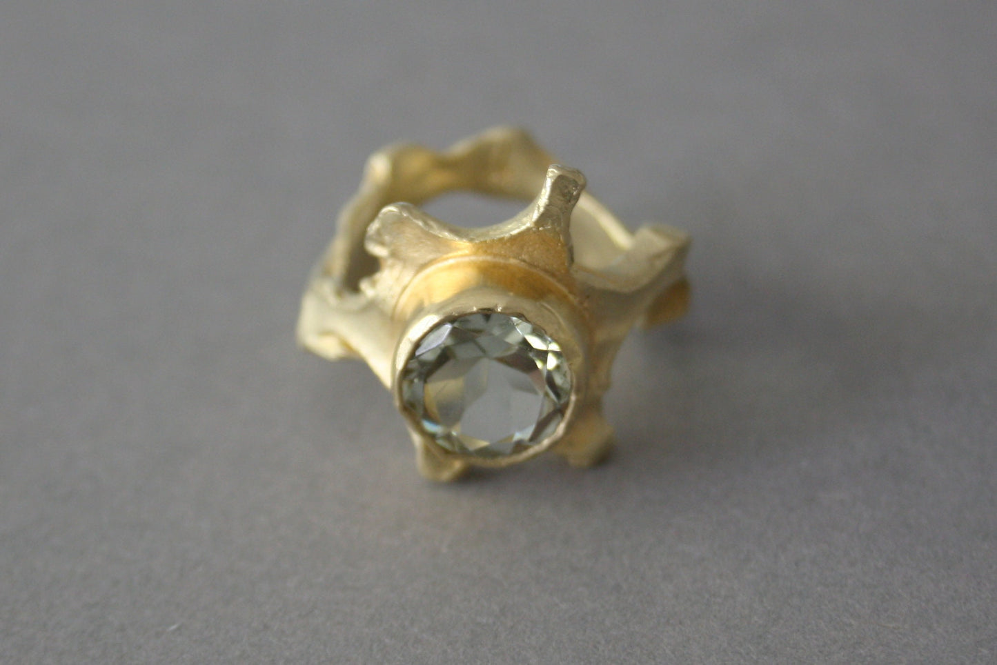 Ring 925er Silber vergoldet mit Prasiolith Gr. 55