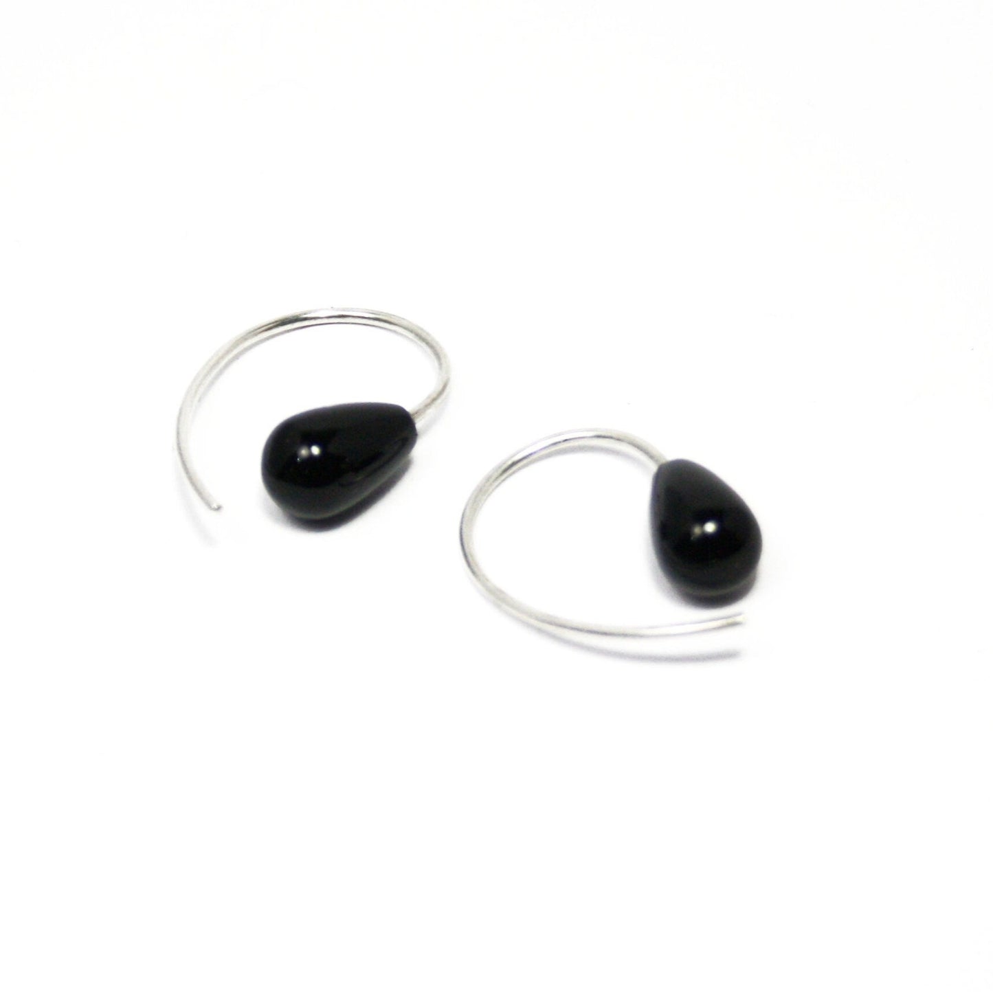 Earrings Onyx 925 silver shiny