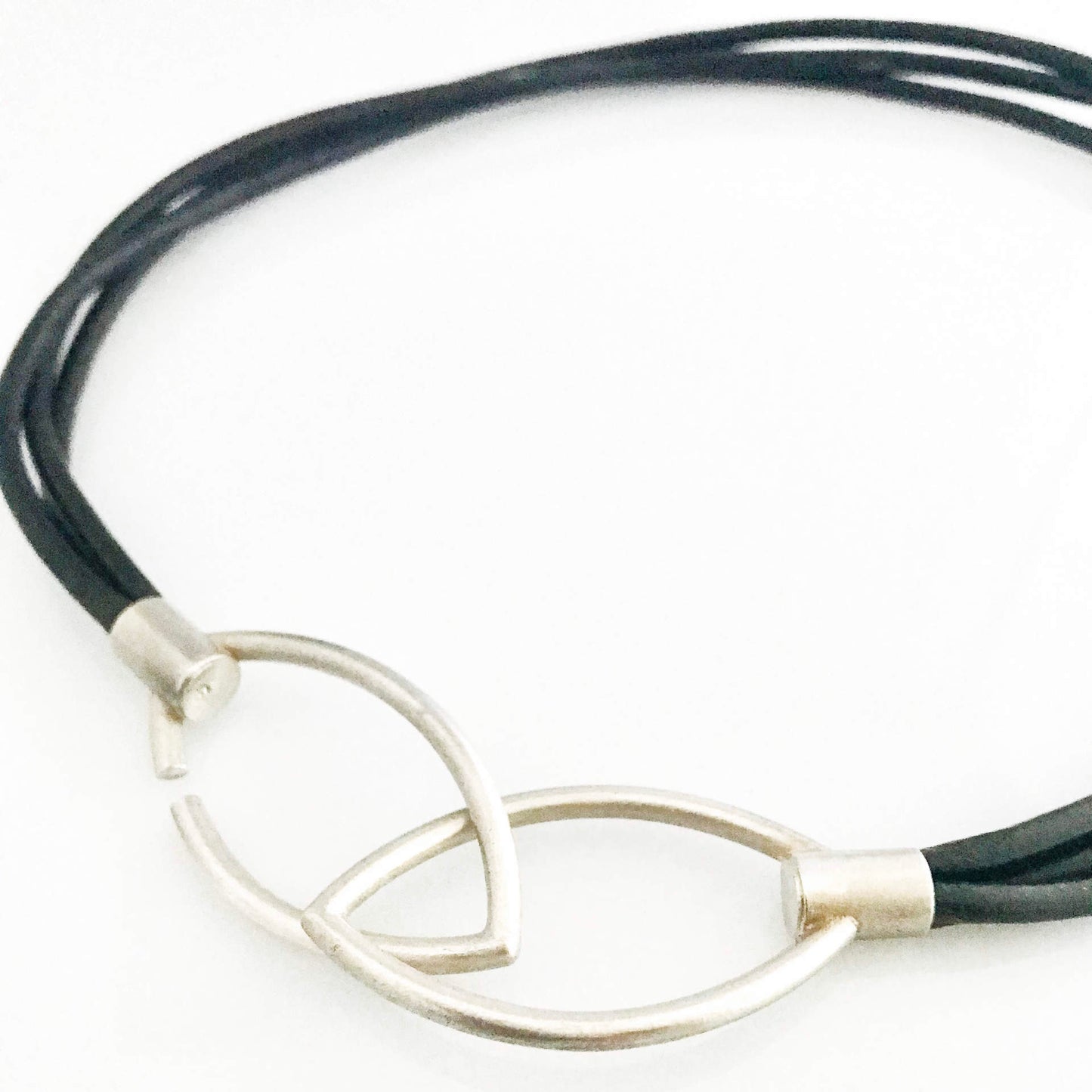 Black leather straps with 925 silver clasp in three lengths