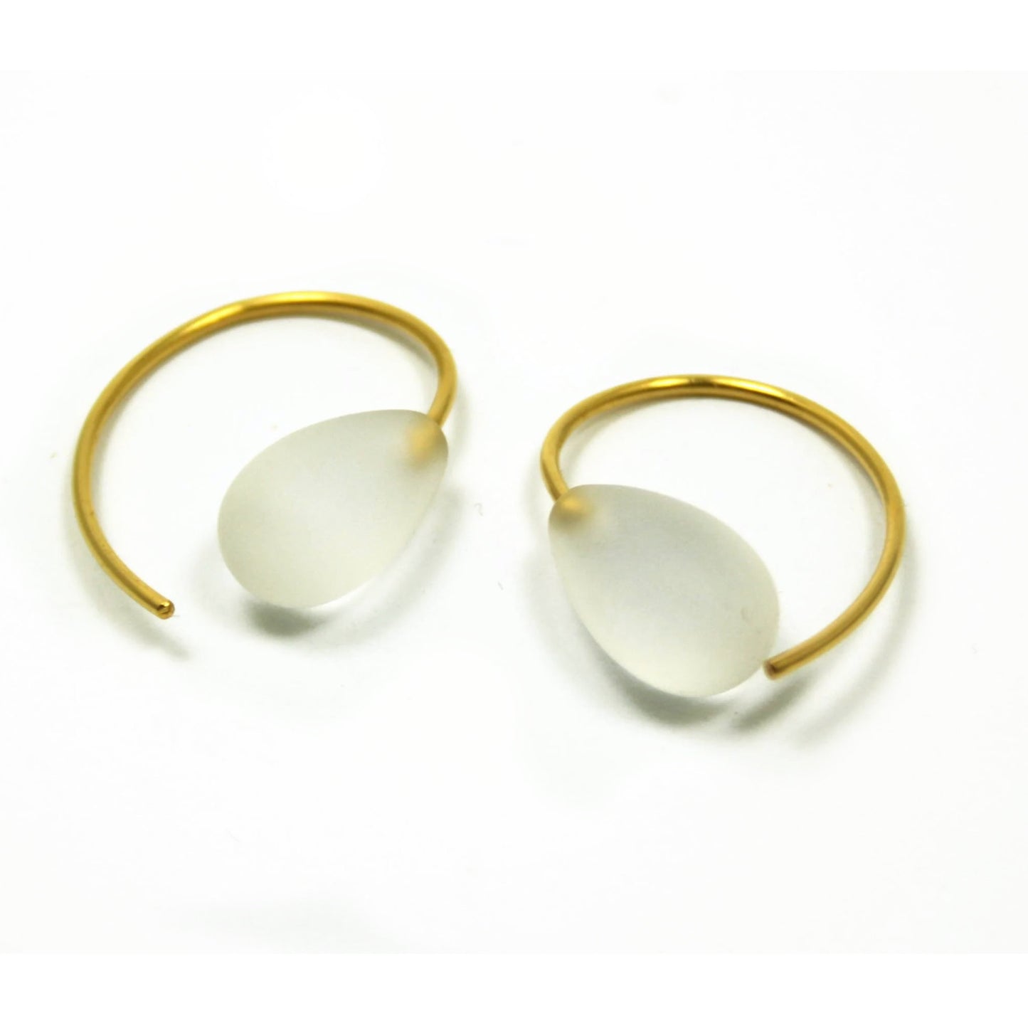 Earrings rock crystal 925 silver gold-plated matt