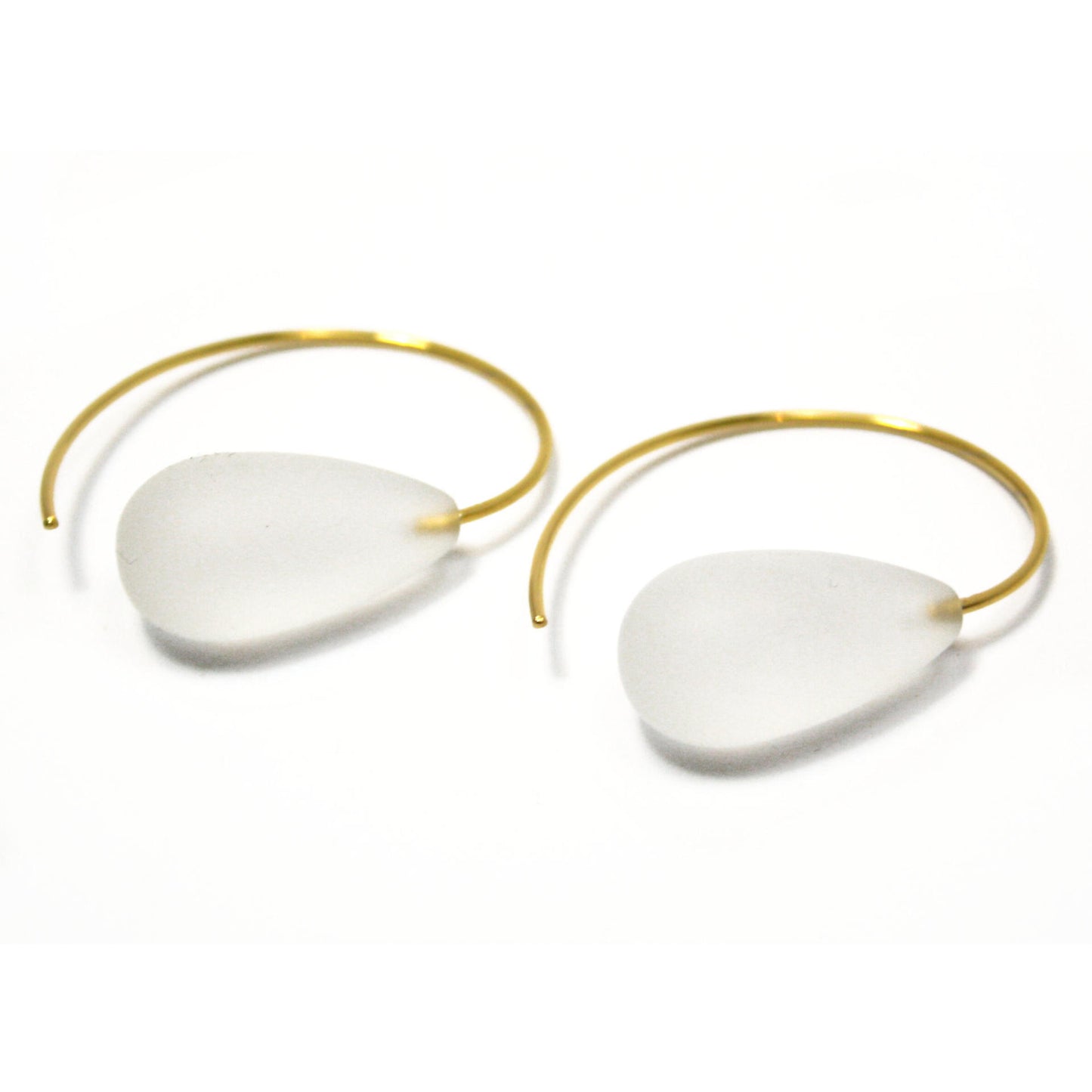 Earrings rock crystal 925 silver gold-plated matt