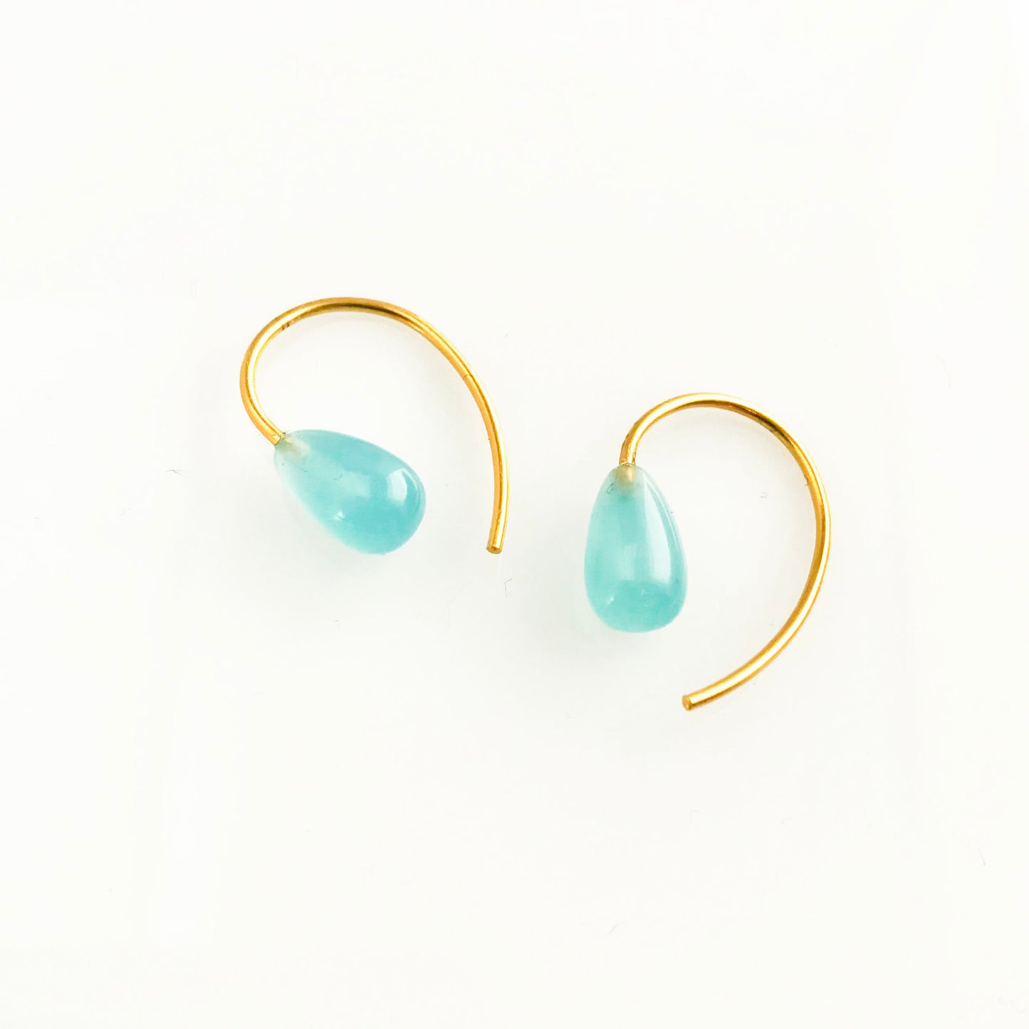 Earrings turquoise blue chalcedony 925 silver gold-plated