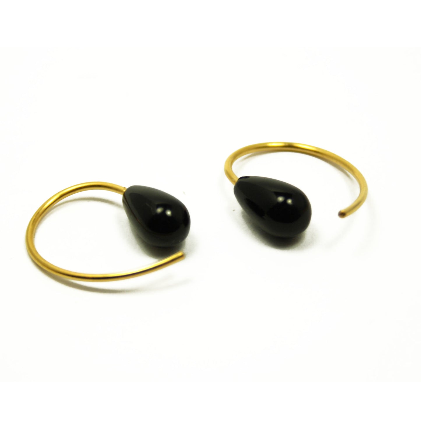 Earrings Onyx 925 silver matt gold plated