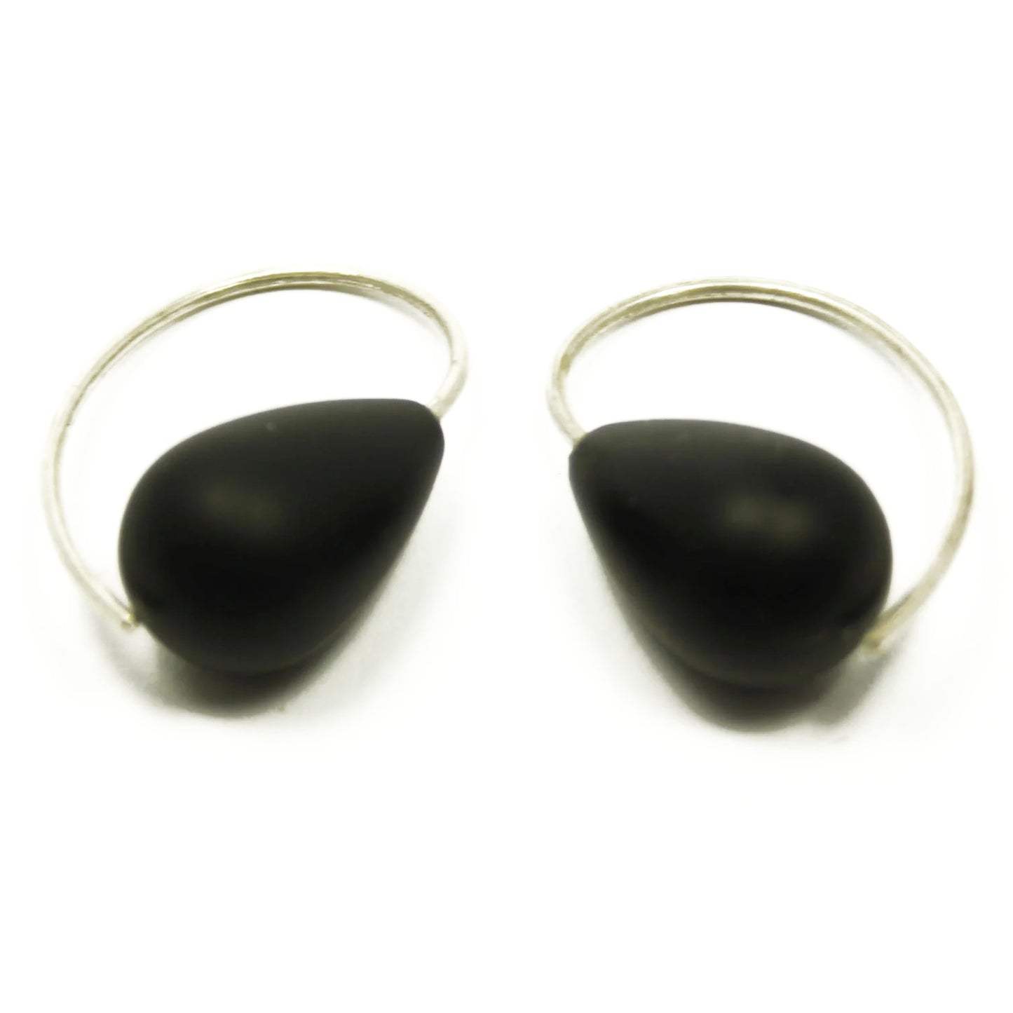 Earrings Onyx 925 silver matt