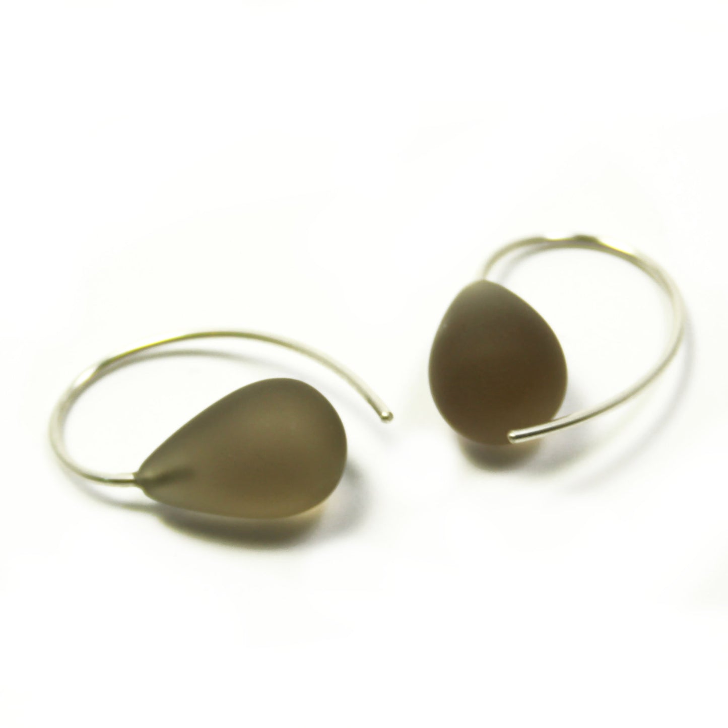 Earrings smoky quartz 925 silver matt