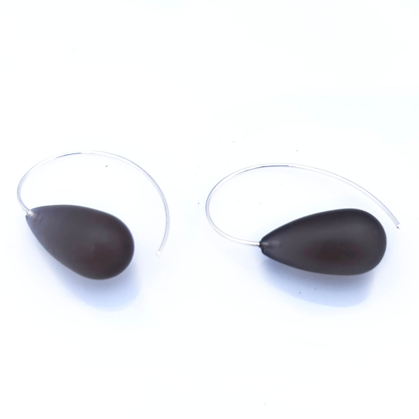 Ohrhänger Rauchquarz 925-Silber matt