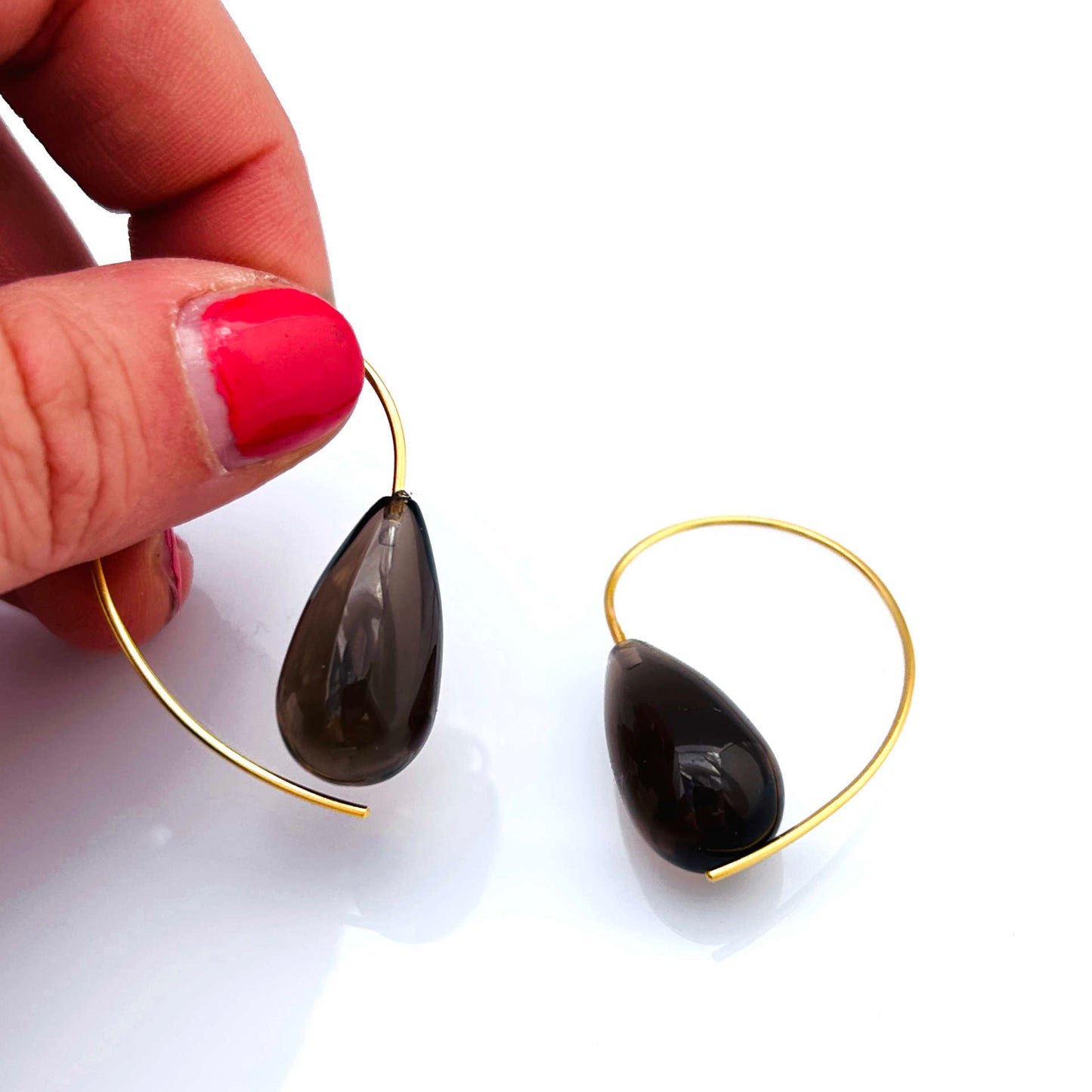 Ohrhänger Rauchquarz 925-Silber vergoldet