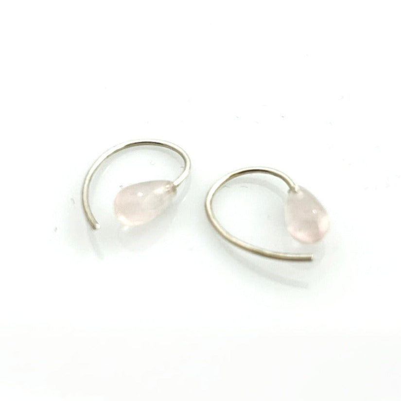 Delicate rose quartz earrings 925 silver