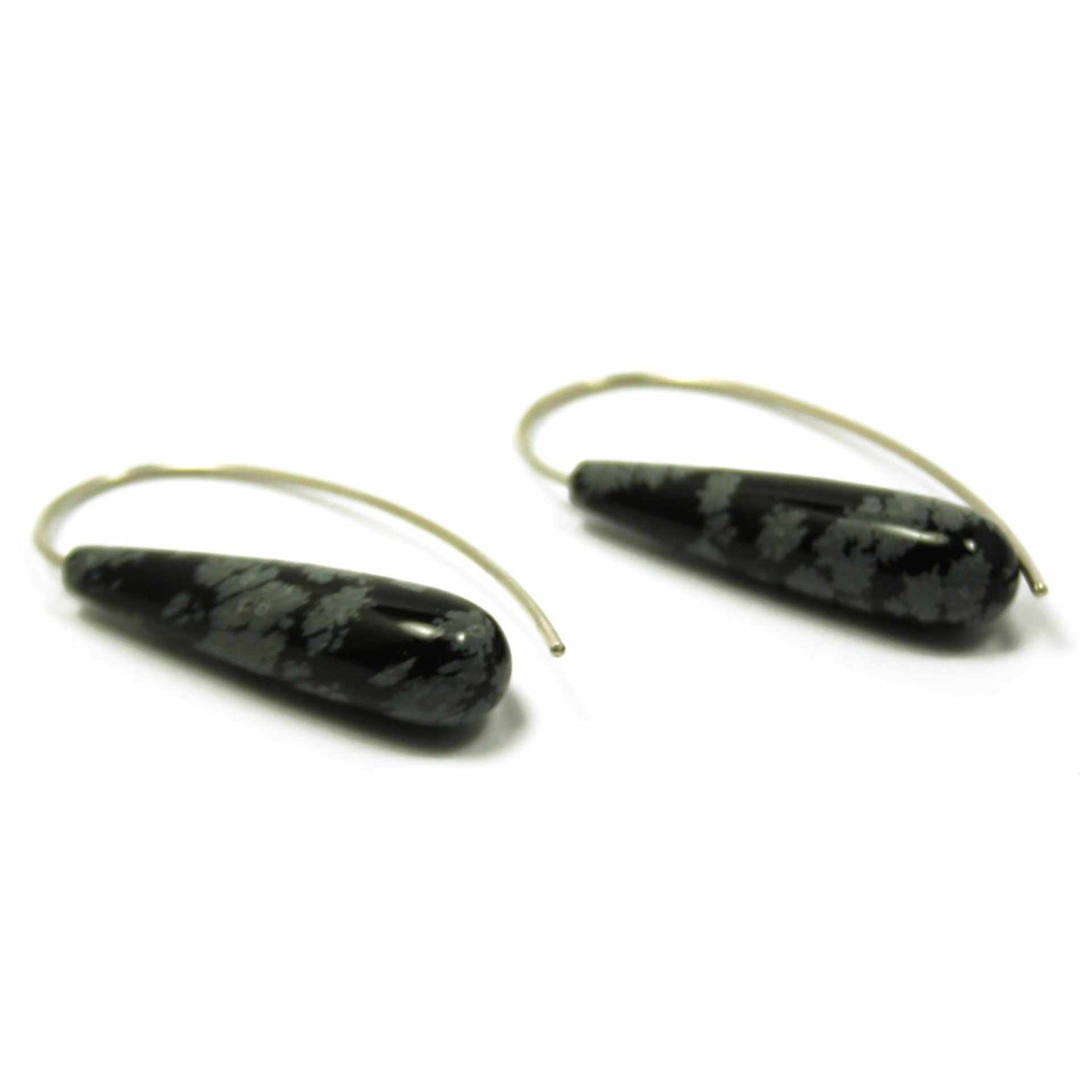 Snowflake Obsidian Earrings 925 Silver