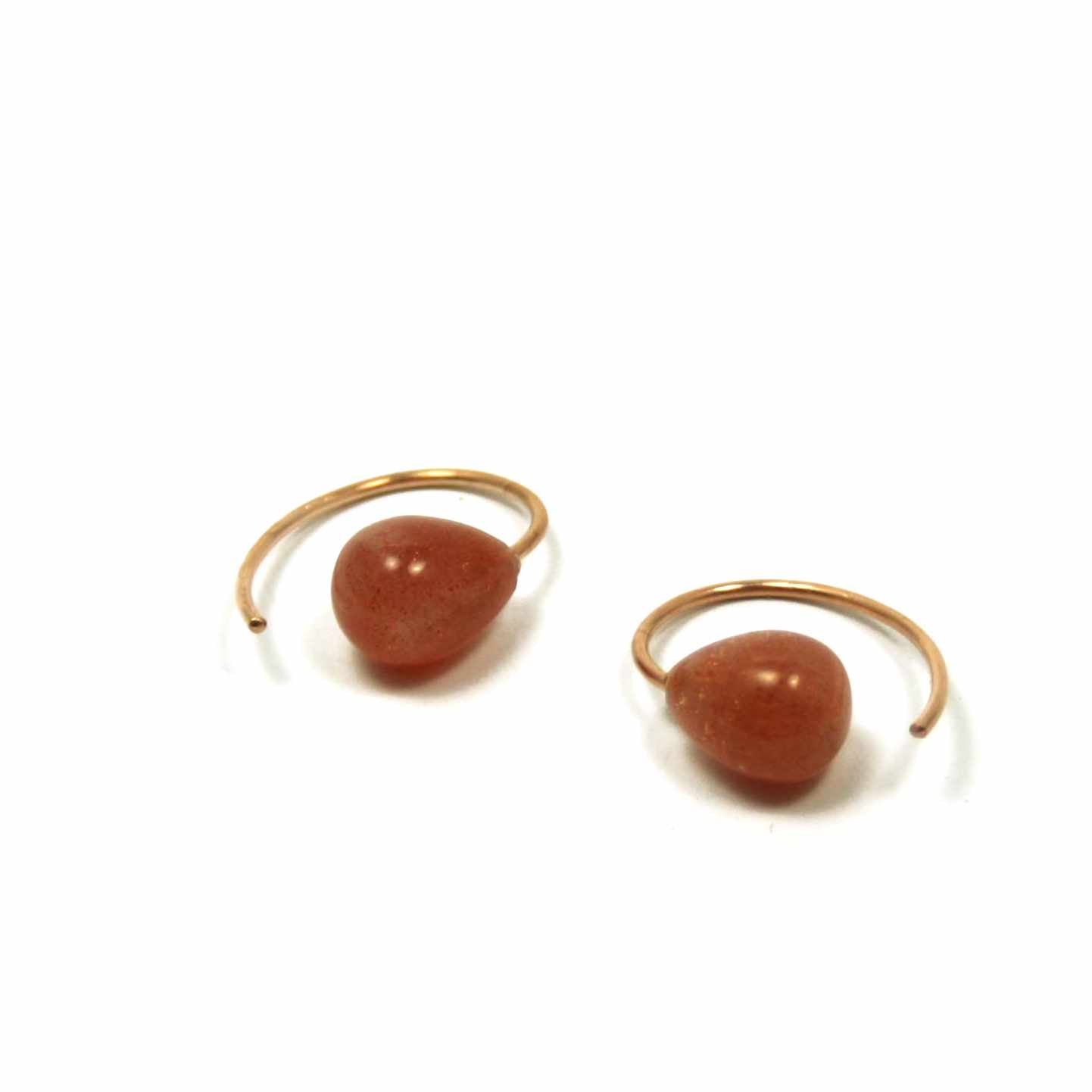 Earrings sunstone 925 silver red gold plated