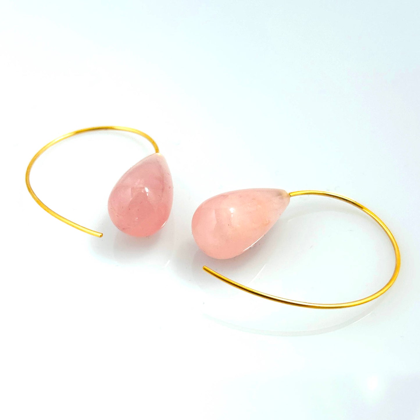 Earrings rose quartz 925 silver gold plated