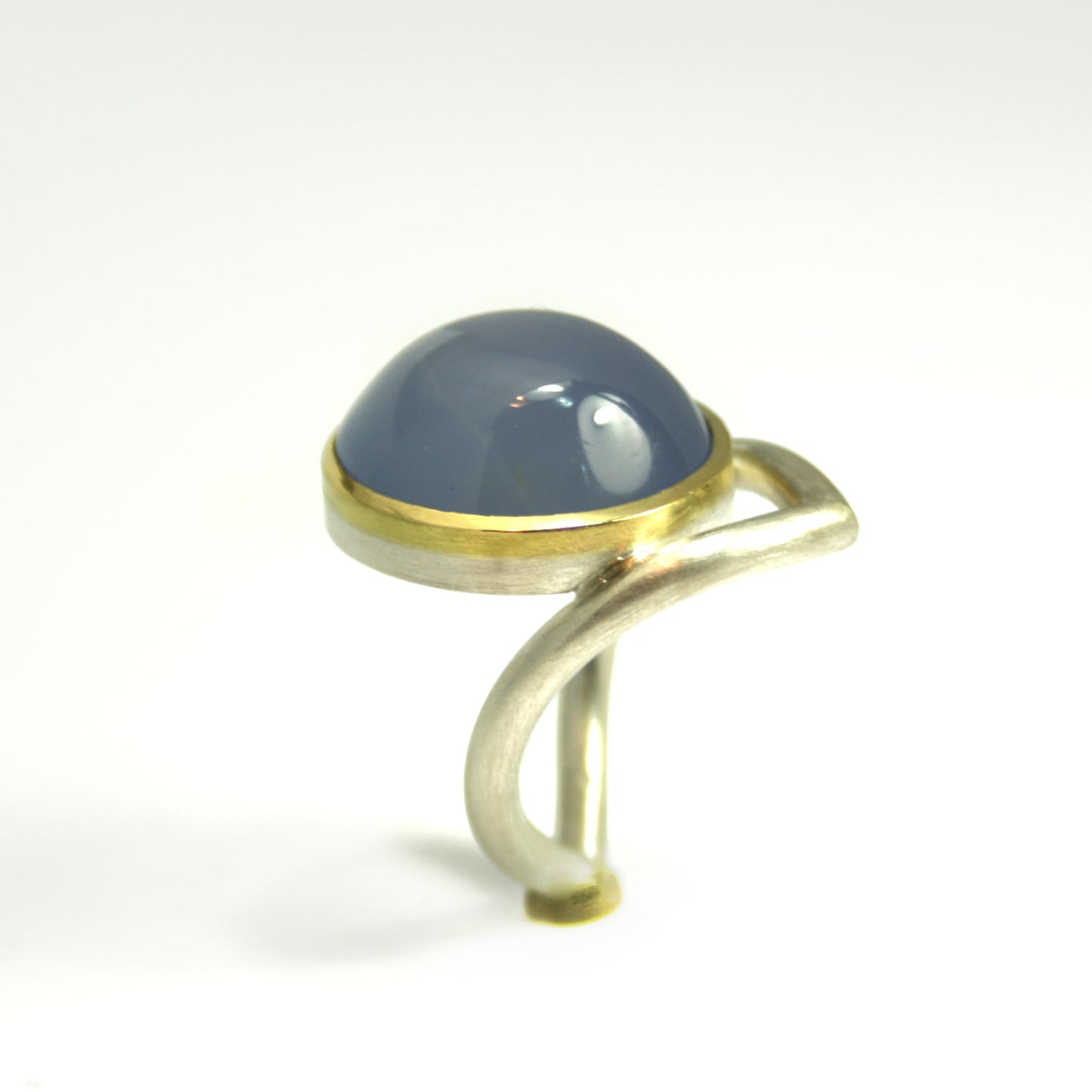 Ring 750er Gold 925er Silber mit Chalcedon Gr. 57