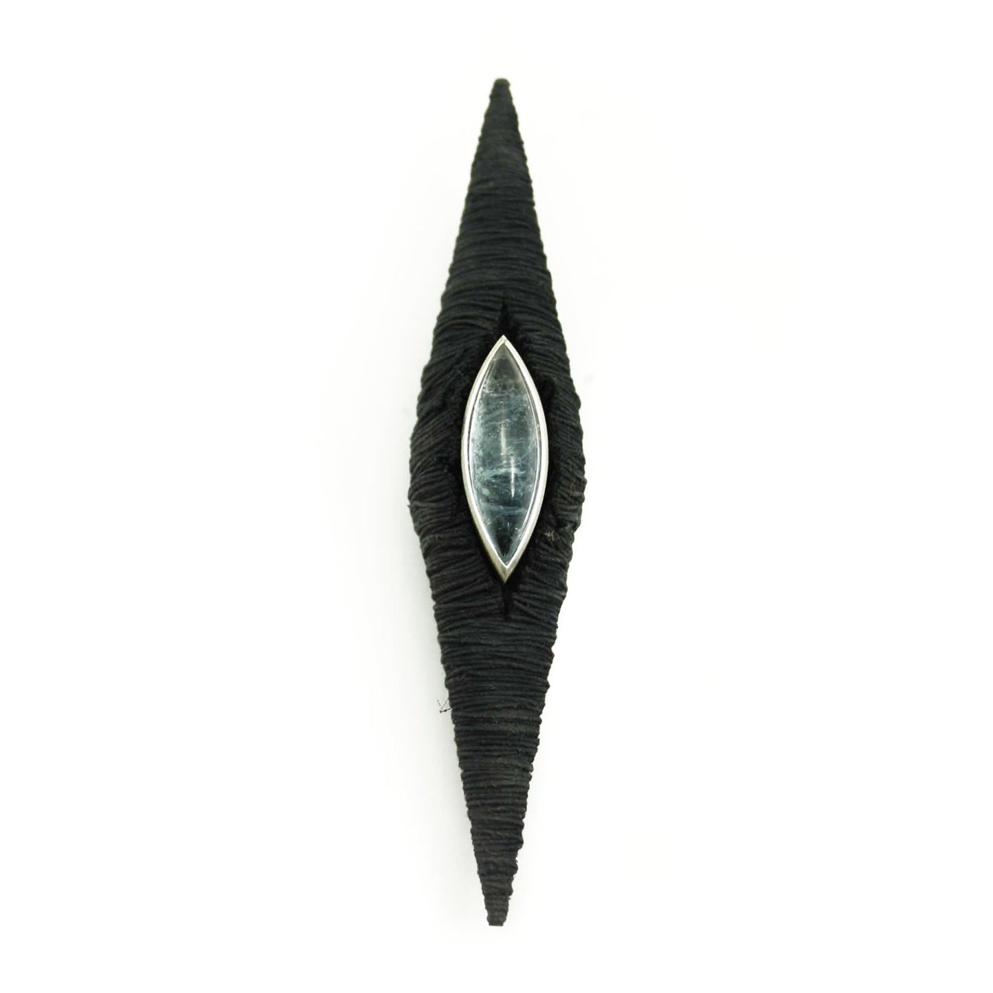 Textil Brosche Aquamarin Garn Kunstharz 925-Silber Anthrazit