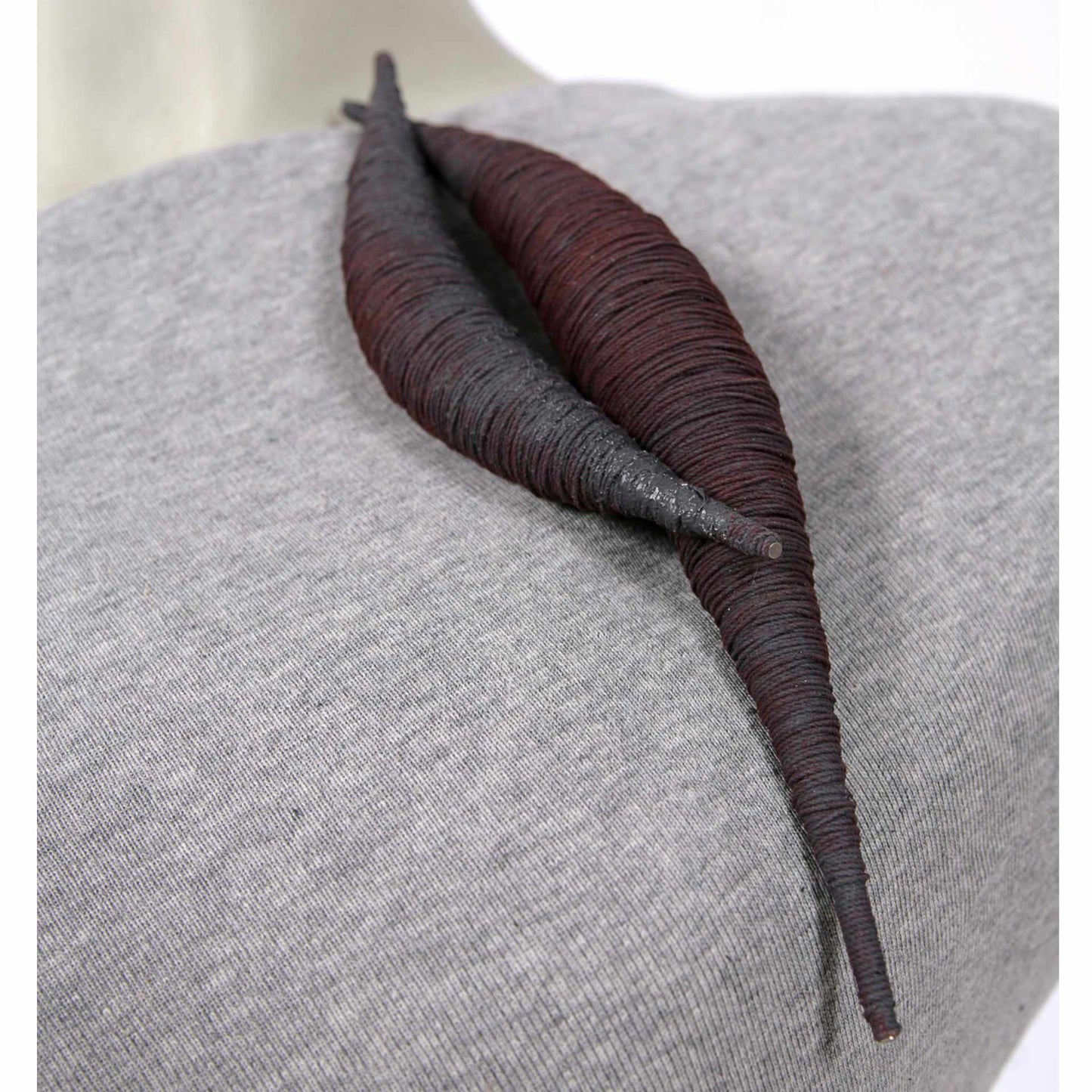 Textile Brooch Yarn Resin Stainless Steel Bordeaux