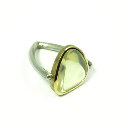 Ring 750 gold 925 silver with lemon quartz size. 54