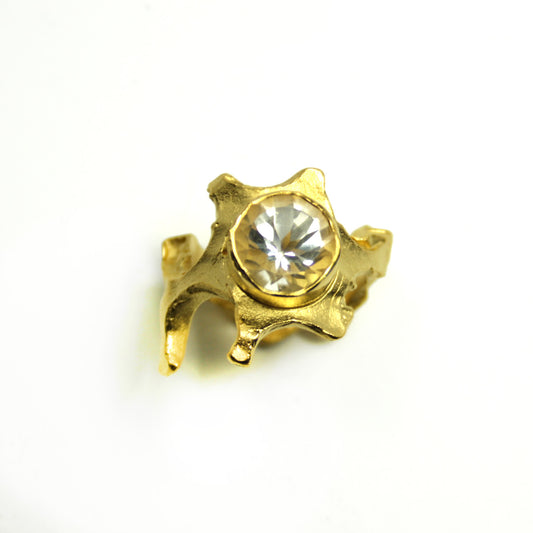 Ring 925 silver gold-plated with rock crystal size. 57