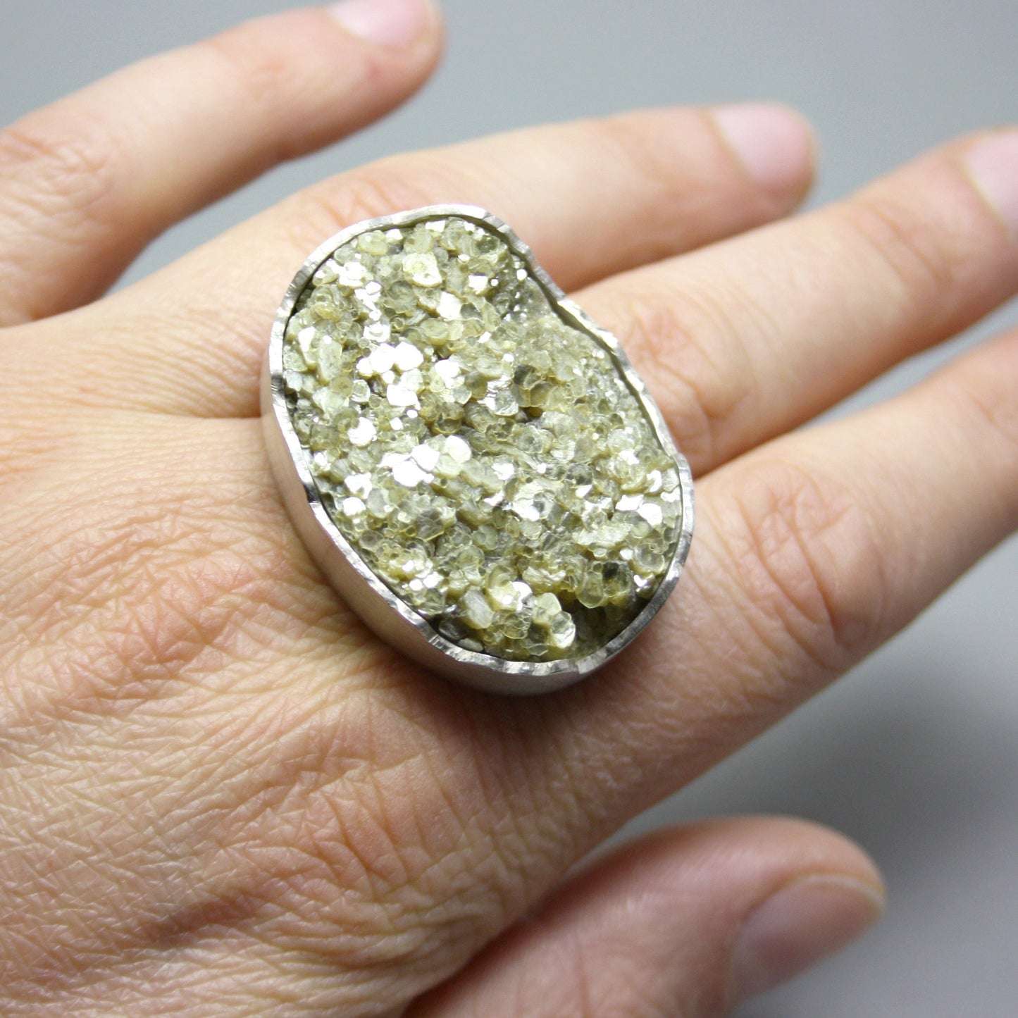 Ring 925er-Silber mit Glimmer Gr. 61