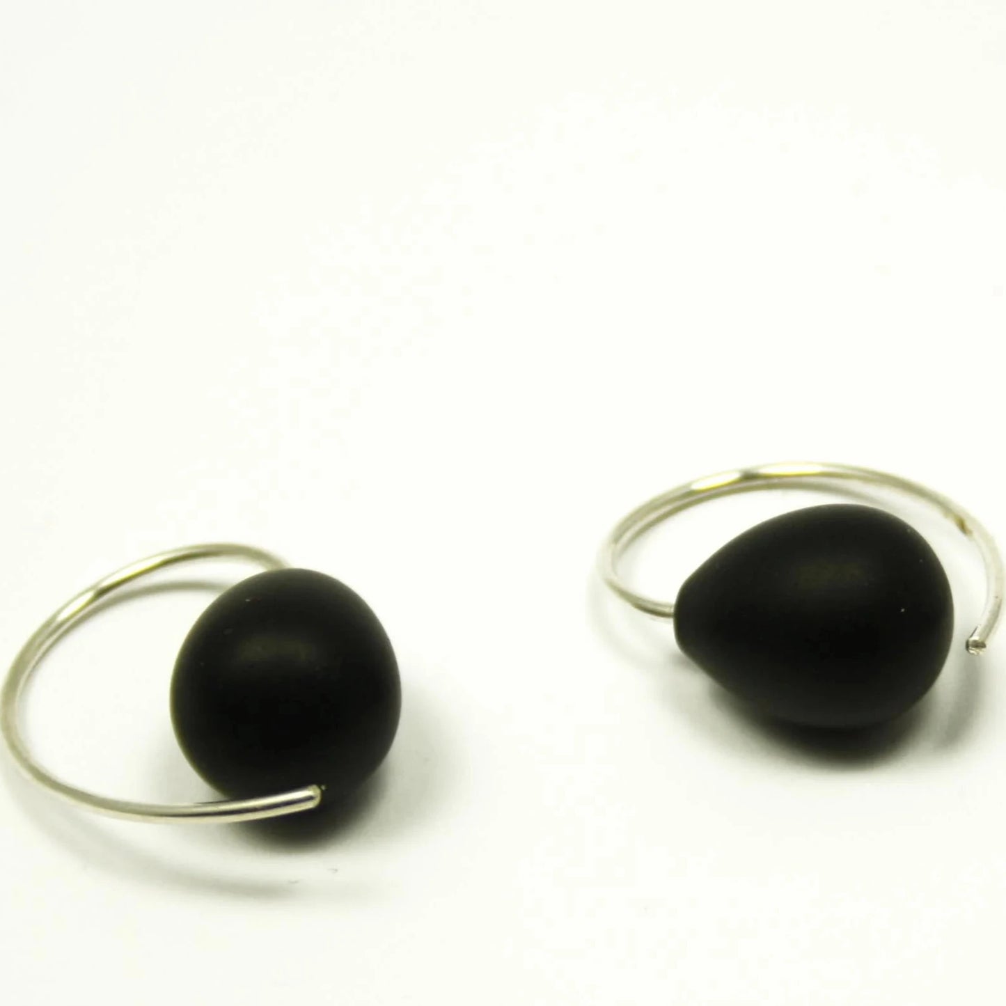 Earrings Onyx 925 silver matt