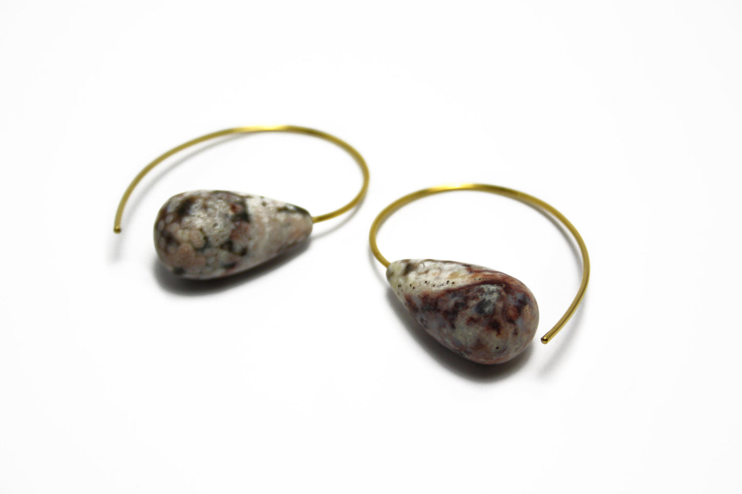 Jasper earrings 925 silver gold-plated