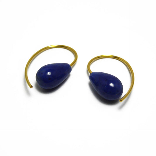 Earrings Dumortierite 925 silver gold plated