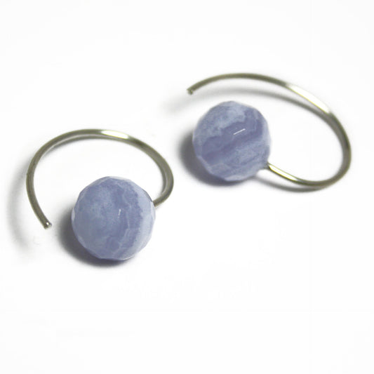 Chalcedony earrings faceted 925 silver