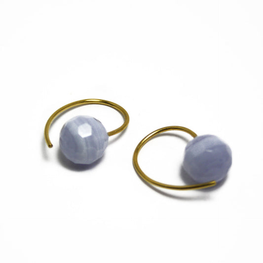 Earrings chalcedony 925 silver gold plated faceted