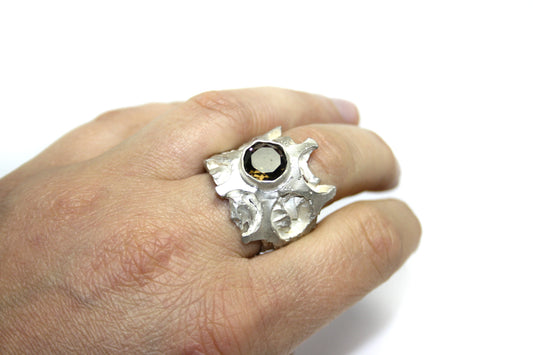 Ring 925 silver with smoky quartz size. 58