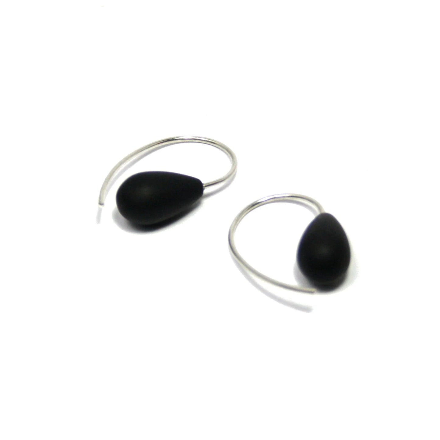 Earrings Onyx 925 silver matt