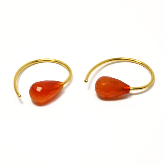 Earrings carnelian 925 silver, gold-plated, faceted