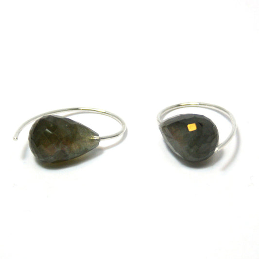 Earrings labradorite 925 silver faceted