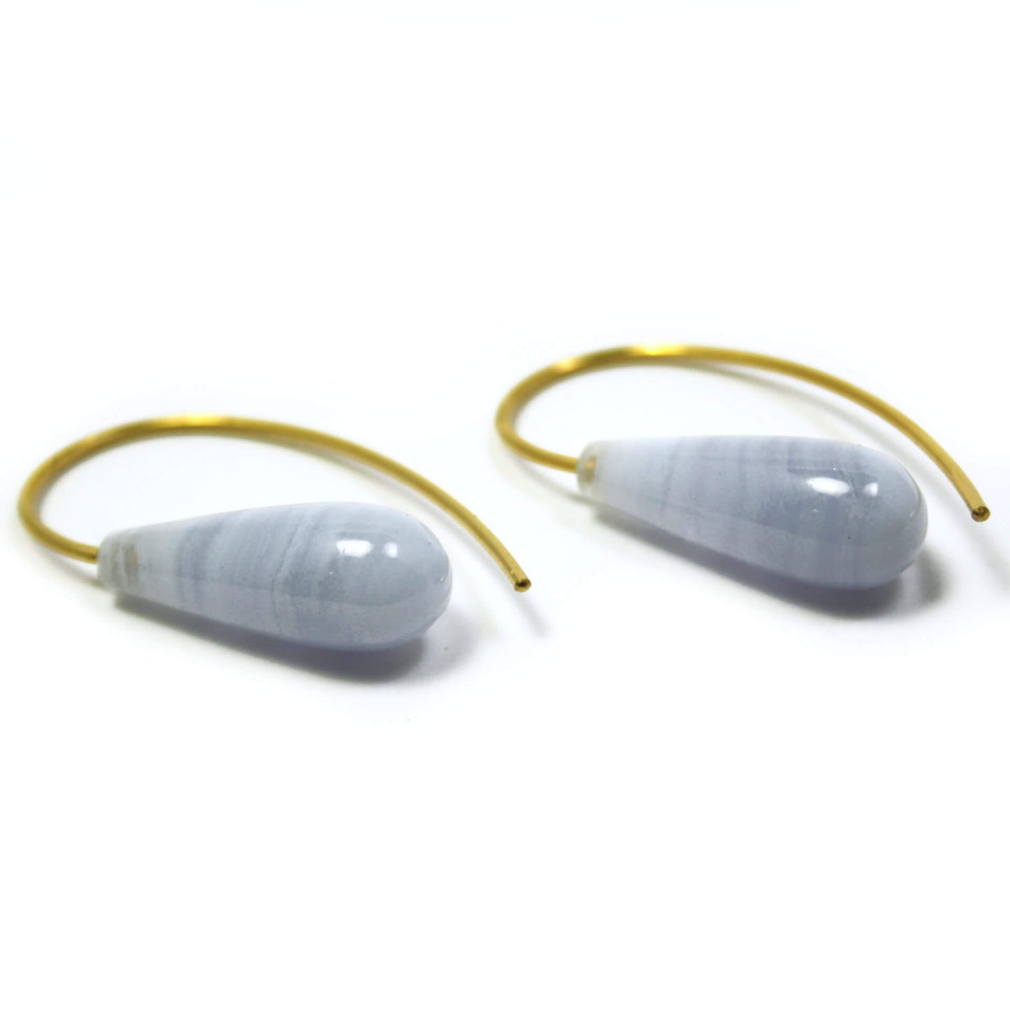 Earrings Chalcedony 925 silver gold plated