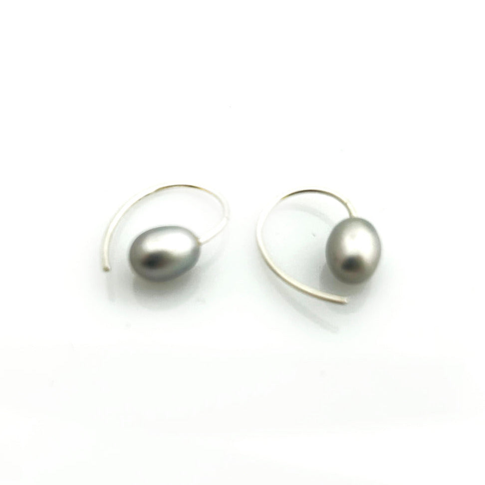 Earrings gray freshwater pearl 925 silver