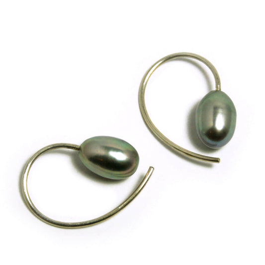 Earrings gray freshwater pearl 925 silver