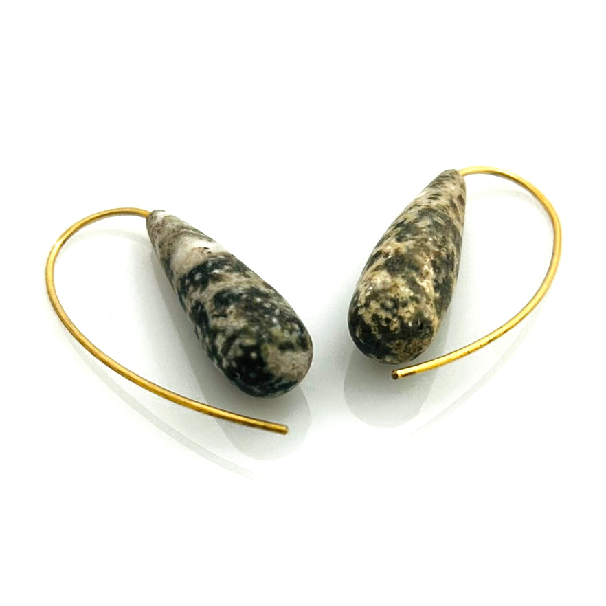 Jasper earrings 925 silver gold-plated